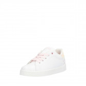 Πάνινα παπούτσια με ροζ γραβάτες για κορίτσια, λευκό Guess 175929 2