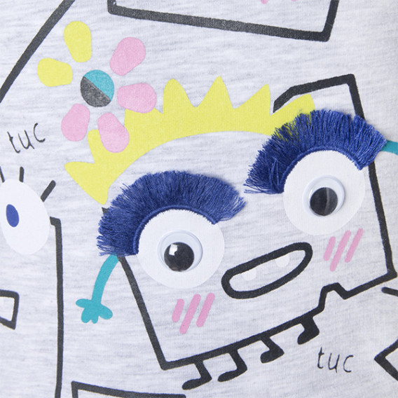 Μακρυμάνικη μπλούζα με χαρούμενα σχέδια και απλικέ για κορίτσι Tuc Tuc 1769 3