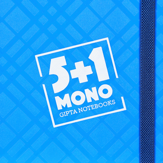 Σημειωματάριο MONO 5 + 1 με λάστιχο, A4, 110 φύλλα, τετραγωνάκια/ριγέ, μπλε Gipta 177654 2