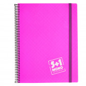 Σημειωματάριο MONO 5 + 1 με λάστιχο, A4, 110 φύλλα, τετραγωνάκια/ριγέ, ροζ Gipta 177891 