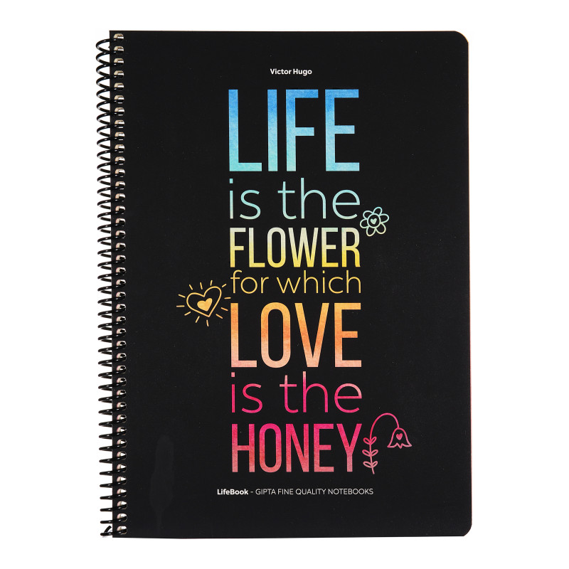 Σημειωματάριο LIFE Honey, 19 x 26 cm, 100 φύλλα, ριγέ, μαύρο  178045