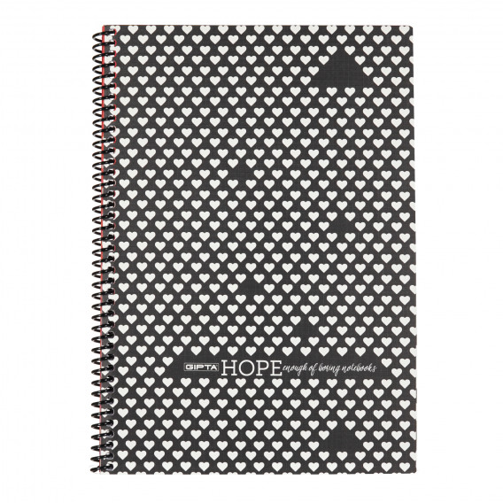 Σημειωματάριο HOPE καρδιές, 19 x 26 cm, 80 φύλλα, ριγέ, μαύρο Gipta 178153 