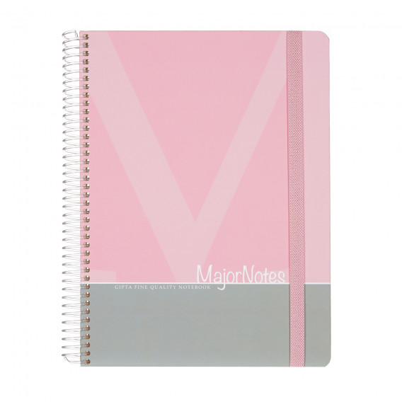 Σημειωματάριο Major Notes με λάστιχο, 19 x 26 cm, 120 φύλλα, ριγέ, ροζ Gipta 178233 