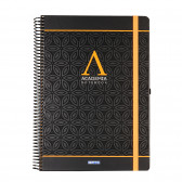 Σημειωματάριο Academia με πορτοκαλί λάστιχο, Α 4, 120 φύλλα, ριγέ, μαύρο Gipta 178249 