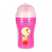 Ποτηράκι χωρίς διαρροή με καλαμάκι, Μονωμένο Κύπελλο, 266 ml., Χρώμα: ροζ Chicco 178338 