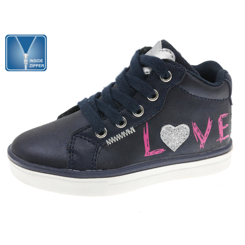 Αθλητικά μαύρα παπούτσια με την επιγραφή LOVE για κορίτσια  180186