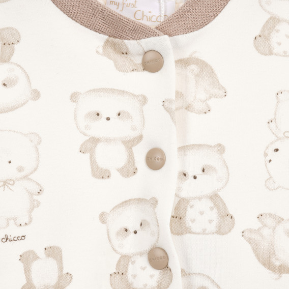 Μακρυμάνικο βαμβακερό φορμάκι με μπεζ γραφικές αρκούδες για μωρά, unisex Chicco 180270 2