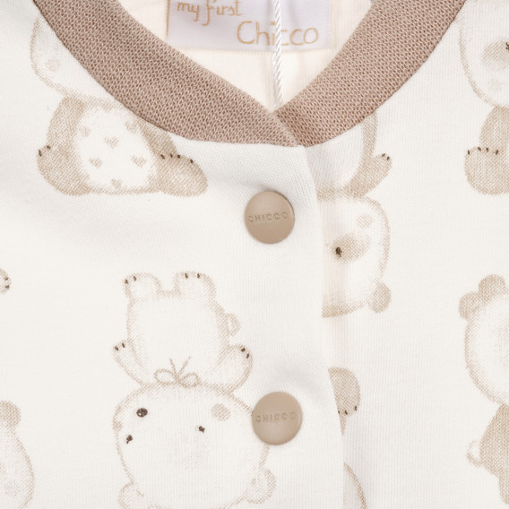 Μακρυμάνικο βαμβακερό φορμάκι με μπεζ γραφικές αρκούδες για μωρά, unisex Chicco 180326 6