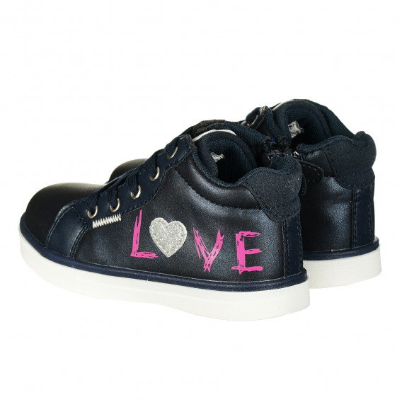 Αθλητικά μαύρα παπούτσια με την επιγραφή LOVE για κορίτσια Beppi 180348 4