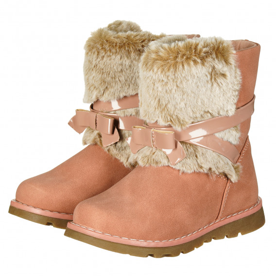 Μπότες με γούνα και κορδέλες για κορίτσια, ροζ Beppi 180353 3