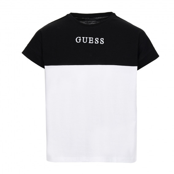 Βαμβακερή μπλούζα σε μαύρο και άσπρο για ένα κορίτσι Guess 180395 