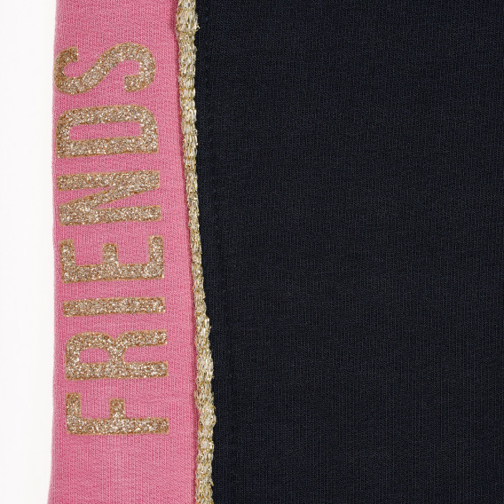 Βαμβακερό παντελόνι με μπορντούρα για κορίτσια, σκούρο μπλε Name it 180493 3