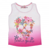 Μπλουζάκι με floral τύπωμα σε λευκό και ροζ χρώμα για κορίτσια Boboli 180891 