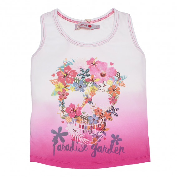 Μπλουζάκι με floral τύπωμα σε λευκό και ροζ χρώμα για κορίτσια Boboli 180891 