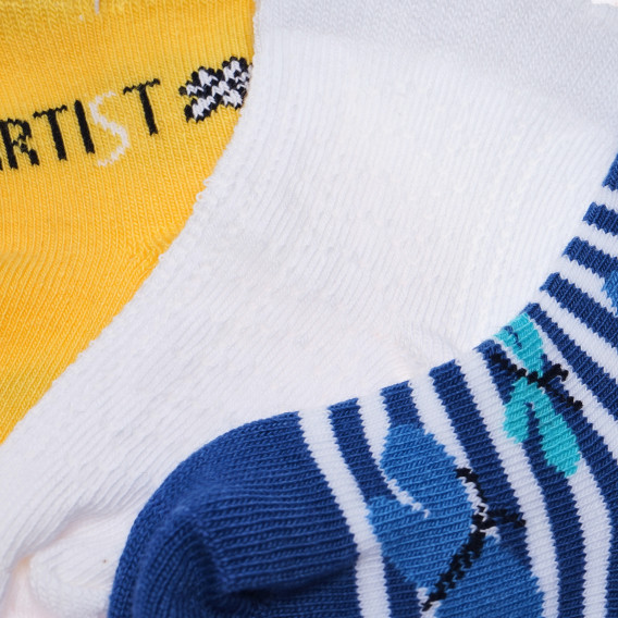 Σετ 3 ζευγάρια κάλτσες για κορίτσια, σε κίτρινο, λευκό και μπλε Boboli 180899 2