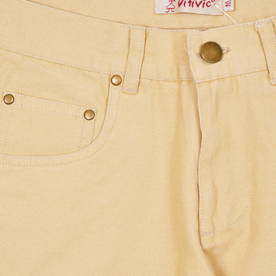 Βαμβακερό παντελόνι με πέντε τσέπες για κορίτσια, καφέ Vitivic 181132 2
