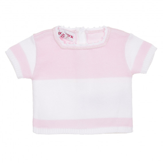 Βαμβακερή μπλούζα για μωρά σε λευκό και ροζ Neck & Neck 181180 