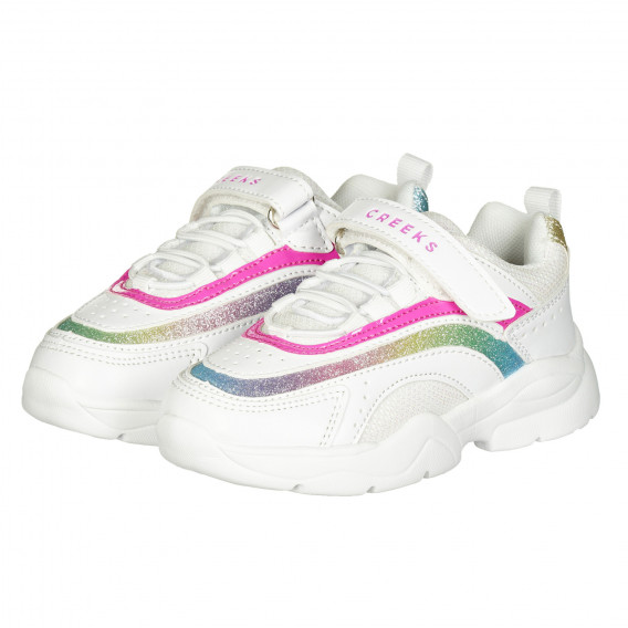 Λευκά παπούτσια με χρωματικές πινελιές για κορίτσια Creeks 181317 