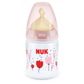 First Choice ροζ μπουκάλι πολυπροπυλενίου , Termo control με πιπίλα μέσης ροής για ηλικία 0-6 μηνών, 150 ml. NUK 181488 7