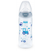 First Choice μπλε μπουκάλι πολυπροπυλενίου , Termo control​ με πιπίλα γρήγορης ροής για ηλικία 6-18 μηνών, 360 ml. NUK 181489 
