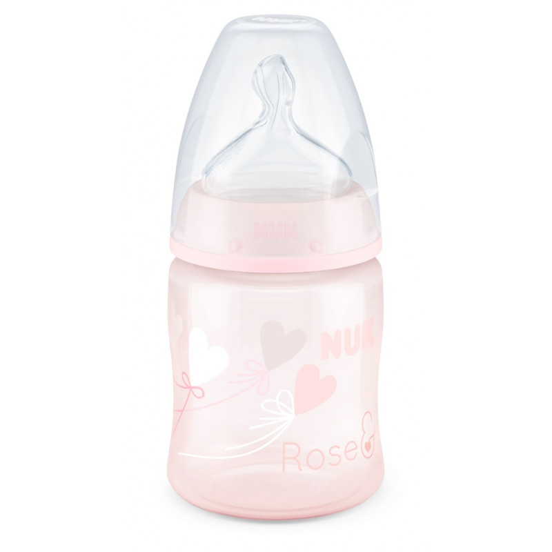 First Choice μπουκάλι πολυπροπυλενίου σε ροζ χρώμα με σχέδιο καρδιάς, τριαντάφυλλου με πιπίλα μέσης ροής για ηλικία 0-6 μηνών, 1  181498