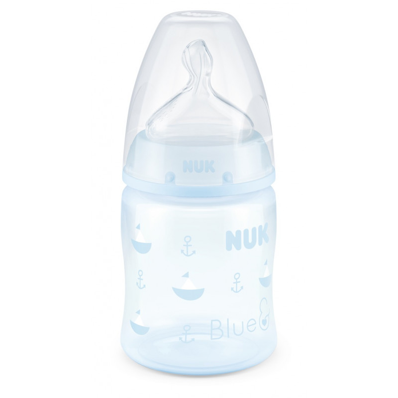 First Choice μπουκάλι πολυπροπυλενίου σε μπλε χρώμα, με πιπίλα μέσης ροής για ηλικία 0-6 μηνών, 150 ml.  181500
