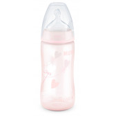 First Choice ροζ μπουκάλι πολυπροπυλενίου ,  με πιπίλα μέσης ροής για ηλικία 0-6 μηνών, 300 ml.6 NUK 181505 