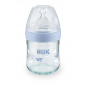 Nature Sense μπλε γυάλινη φιάλη με πιπίλα αργής ροής για ηλικία 0-6 μηνών, 120 ml NUK 181528 