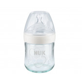 Nature Sense μπλε γυάλινο μπουκάλι με πιπίλα μέσης ροής για ηλικία 0-6 μηνών, 240 ml, NUK 181530 