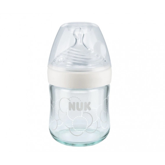 Nature Sense μπλε γυάλινο μπουκάλι με πιπίλα μέσης ροής για ηλικία 0-6 μηνών, 240 ml, NUK 181530 