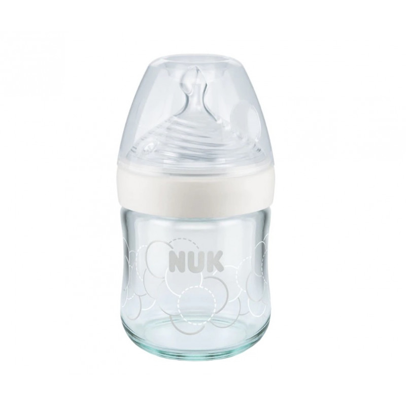 Nature Sense μπλε γυάλινο μπουκάλι με πιπίλα μέσης ροής για ηλικία 0-6 μηνών, 240 ml,  181530