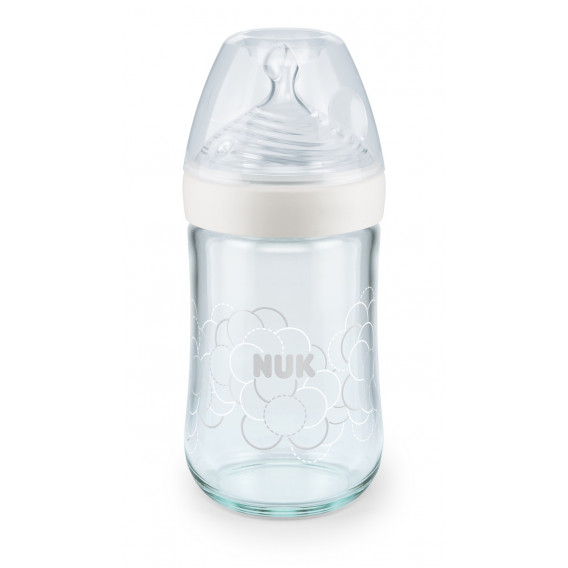 Nature Sense γυάλινη φιάλη  με πιπίλα μέσης ροής για ηλικία 0-6 μηνών, 240 ml. NUK 181532 