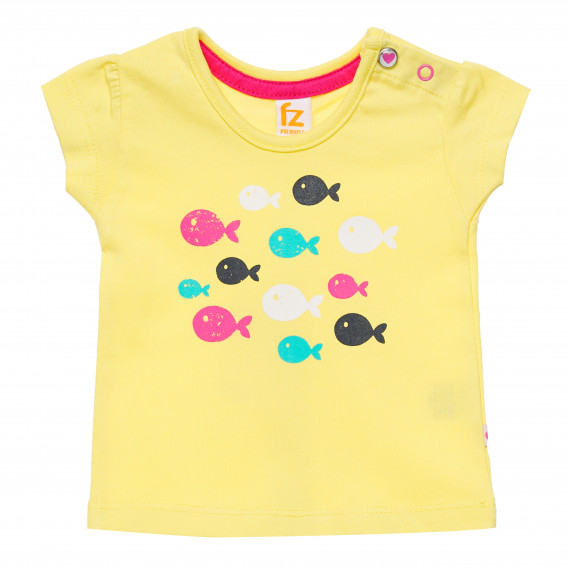 Βαμβακερό μπλουζάκι για μωρά, κίτρινο με σχέδια ψαριών Disney 182061 