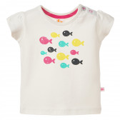 Βαμβακερό μπλουζάκι για μωρά, λευκό με σχέδια ψαριών Disney 182073 