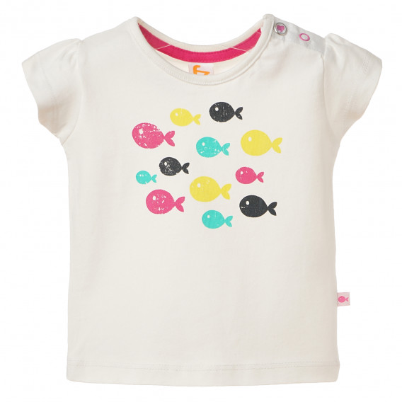 Βαμβακερό μπλουζάκι για μωρά, λευκό με σχέδια ψαριών Disney 182073 