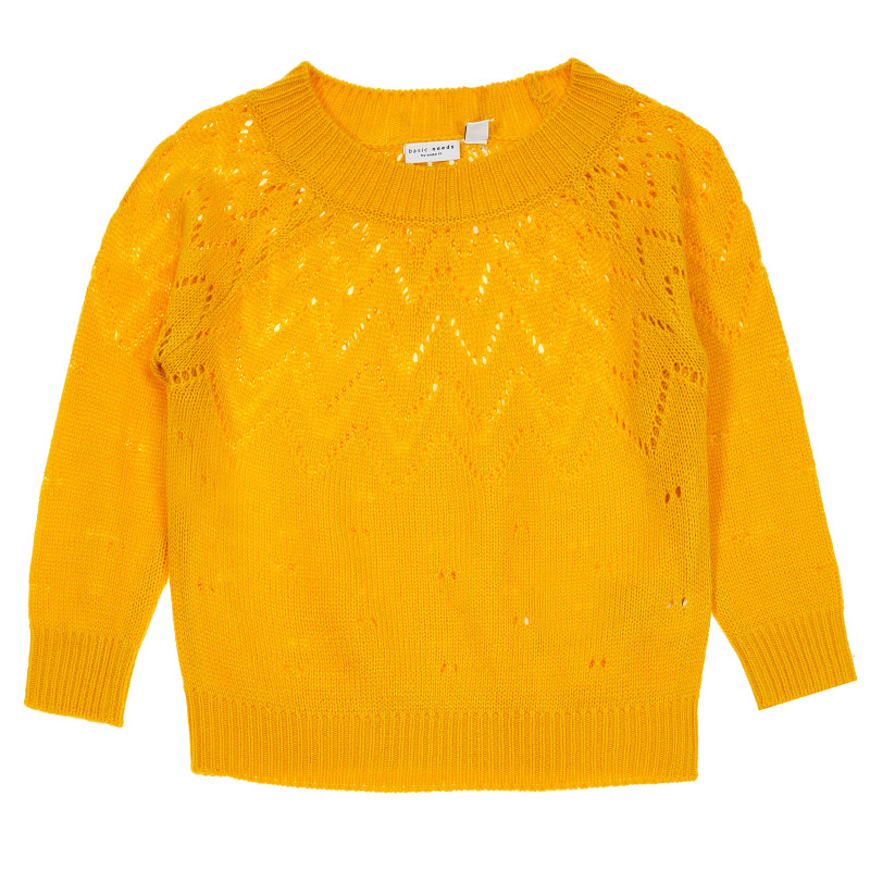 Πλεκτό πουλόβερ για κορίτσια, κίτρινο  182358