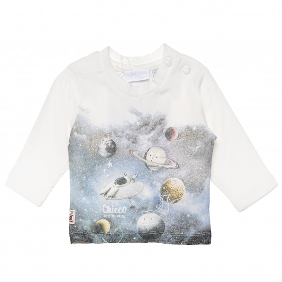 Βαμβακερή μακρυμάνικη μπλούζα με στάμπα διαστήματος Chicco 182789 