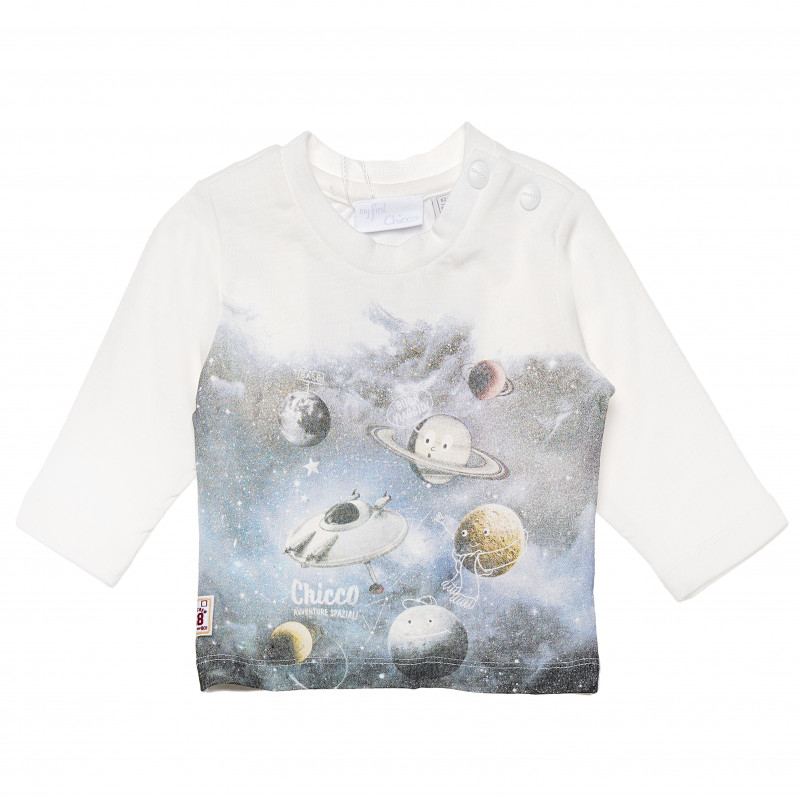 Βαμβακερή μακρυμάνικη μπλούζα με στάμπα διαστήματος  182789