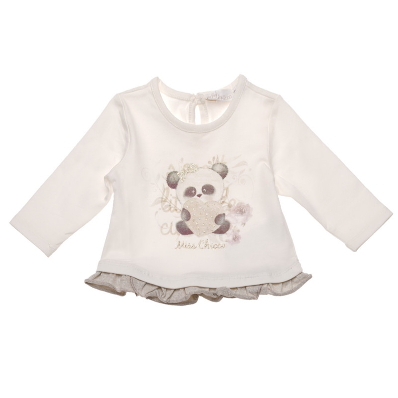 Βαμβακερή μακρυμάνικη μπλούζα με στάμπα αρκουδάκι  182793