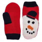 Κόκκινα πλεκτά γάντια, σχέδιο χιονάνθρωπου Idexe 182879 