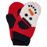 Κόκκινα πλεκτά γάντια, σχέδιο χιονάνθρωπου Idexe 182880 2