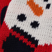 Κόκκινα πλεκτά γάντια, σχέδιο χιονάνθρωπου Idexe 182881 3