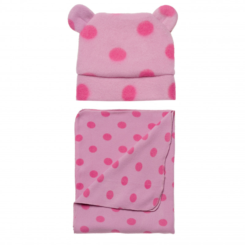 Σετ κουβέρτας και σκούφου για μωρό, σε ροζ χρώμα  183106