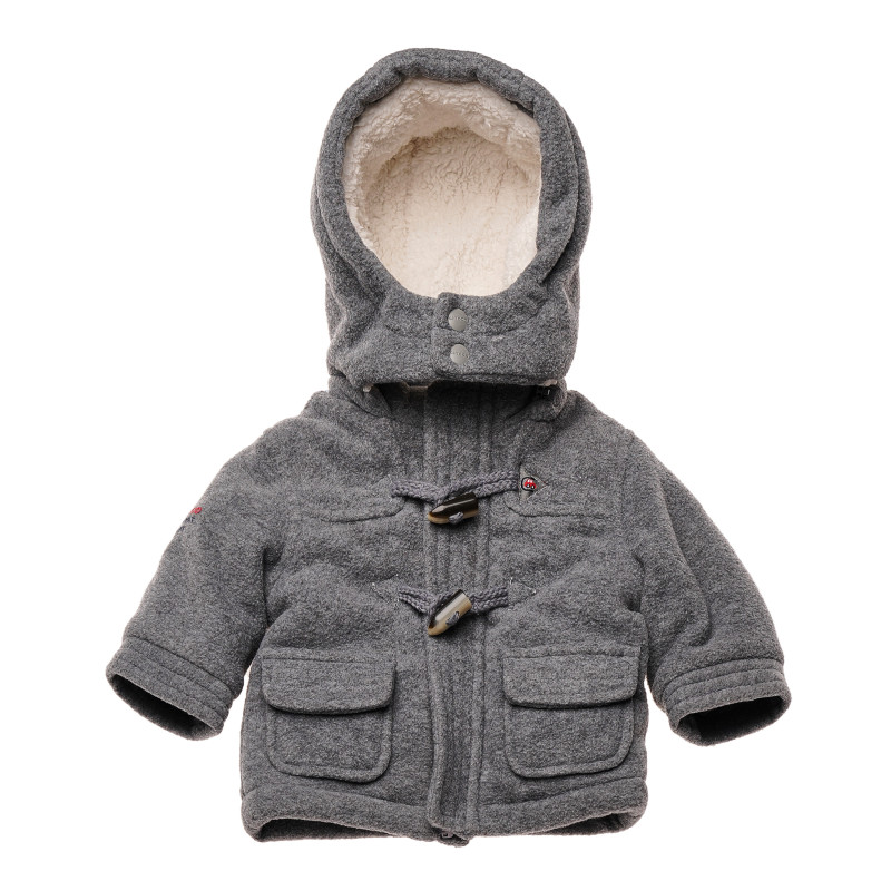 Παλτό με κουκούλα για μωρό, γκρι για αγόρια  183171
