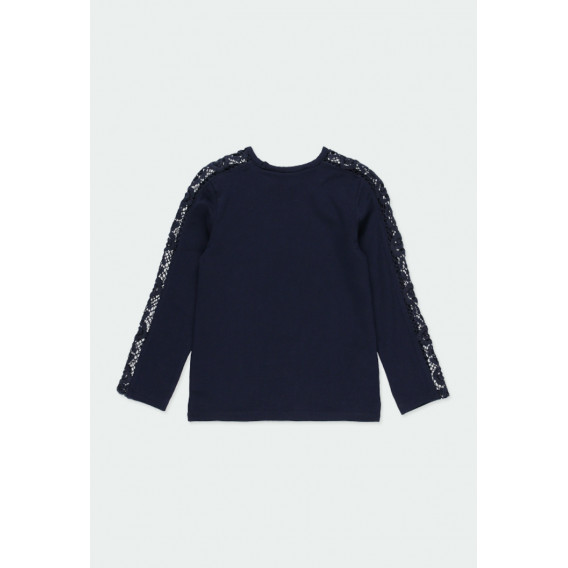 Βαμβακερή μπλούζα με δαντέλα για κορίτσια, σκούρο μπλε Boboli 185586 2