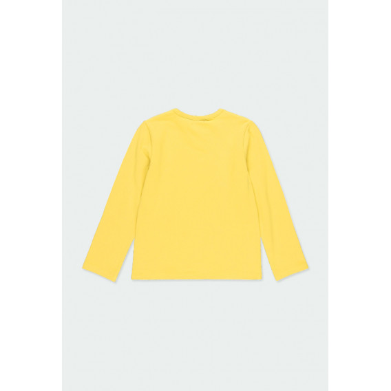 Βαμβακερή μπλούζα με μακριά μανίκια για κορίτσια με επιγραφή και floral σχέδιο, κίτρινο Boboli 185596 2