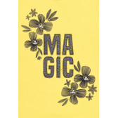 Βαμβακερή μπλούζα με μακριά μανίκια για κορίτσια με επιγραφή και floral σχέδιο, κίτρινο Boboli 185598 4