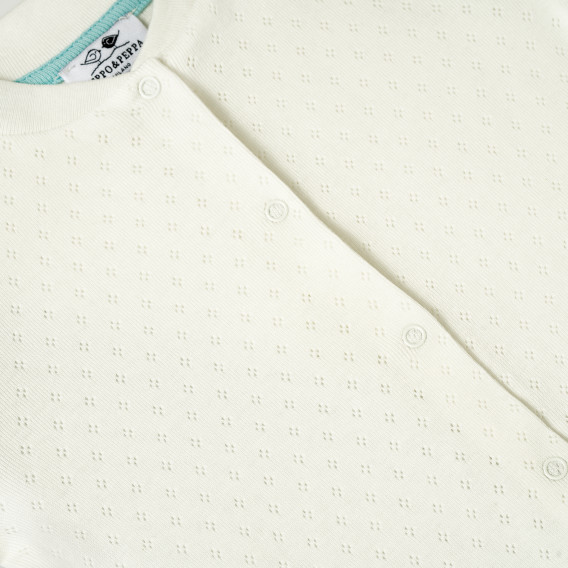Βαμβακερό, μακρυμάνικο φορμάκι με διακοσμητική πλέξη, σε λευκό χρώμα PIPPO&PEPPA 185938 4