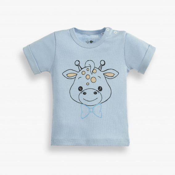 Γαλάζιο, βαμβακερό μπλουζάκι με στρίφωμα στα μανίκια και τυπωμένο σχέδιο, για αγόρι PIPPO&PEPPA 185939 