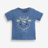 Βαμβακερό μπλουζάκι σε σκούρο μπλε χρώμα με στρίφωμα στα μανίκια και τυπωμένο σχέδιο, για αγόρι PIPPO&PEPPA 185943 
